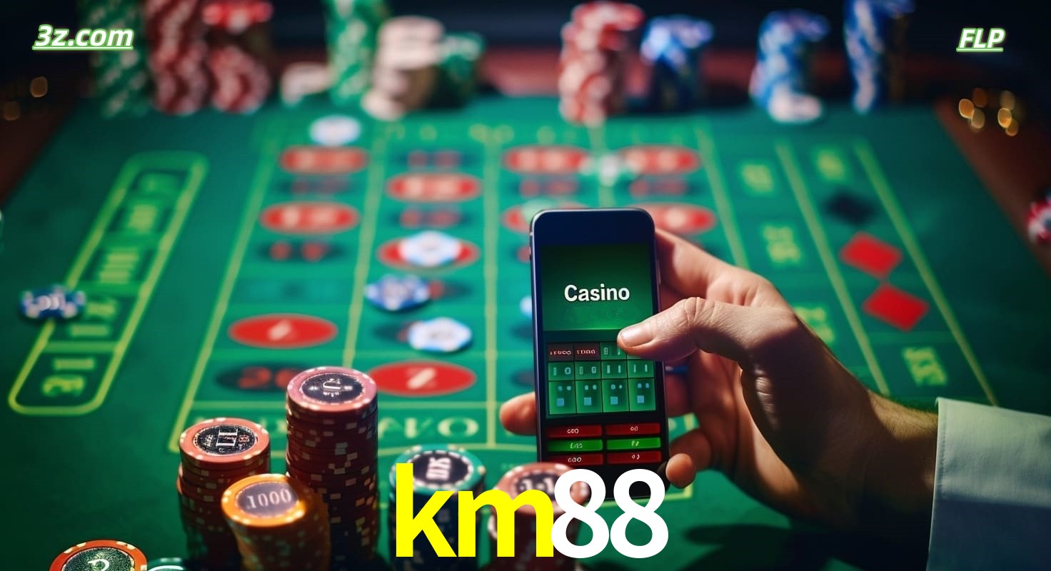 Cassino online móvel km88 com apostas em roleta e fichas de pôquer