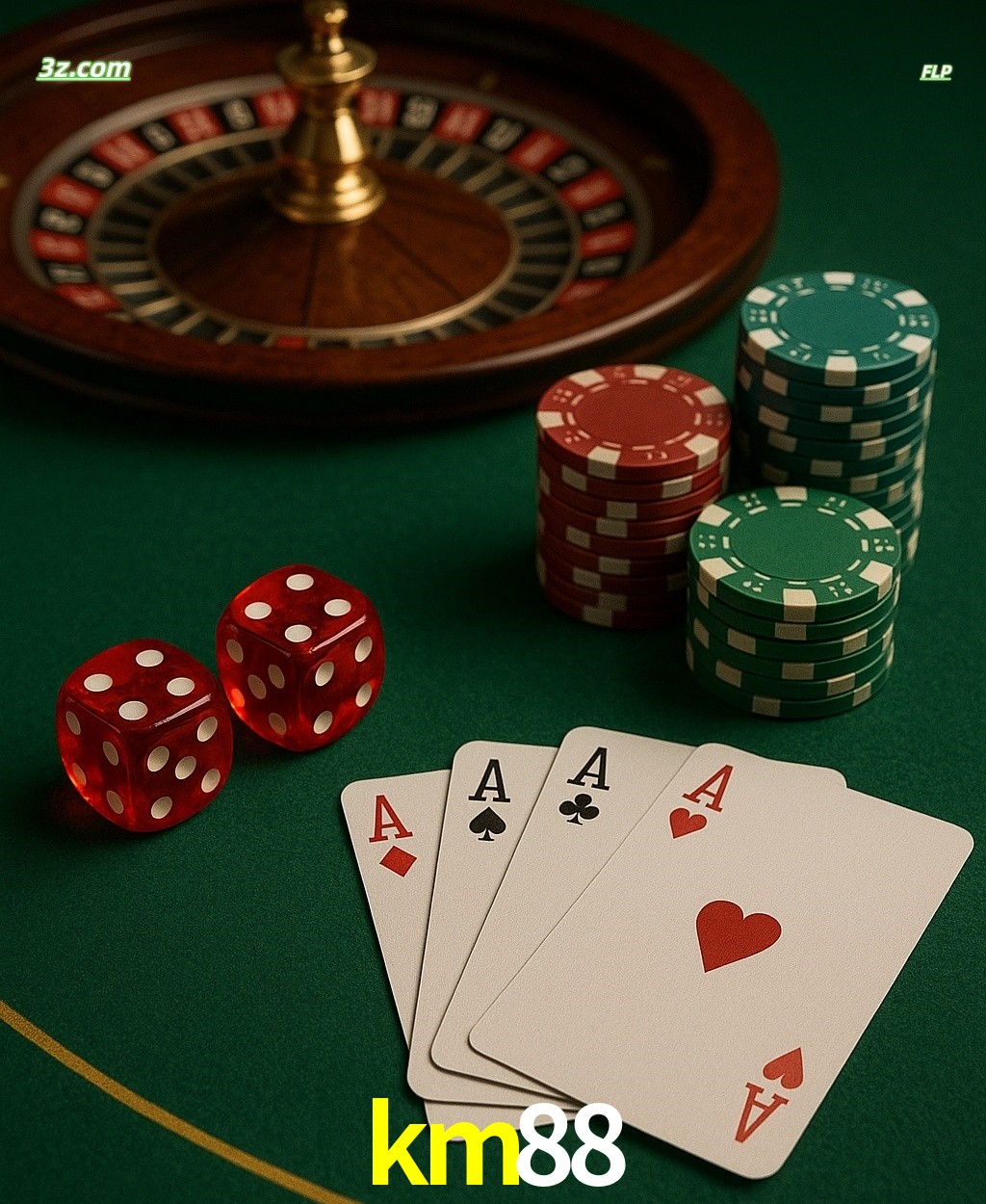 Cassino online km88 com jogos de mesa: roleta, dados, pôquer e fichas